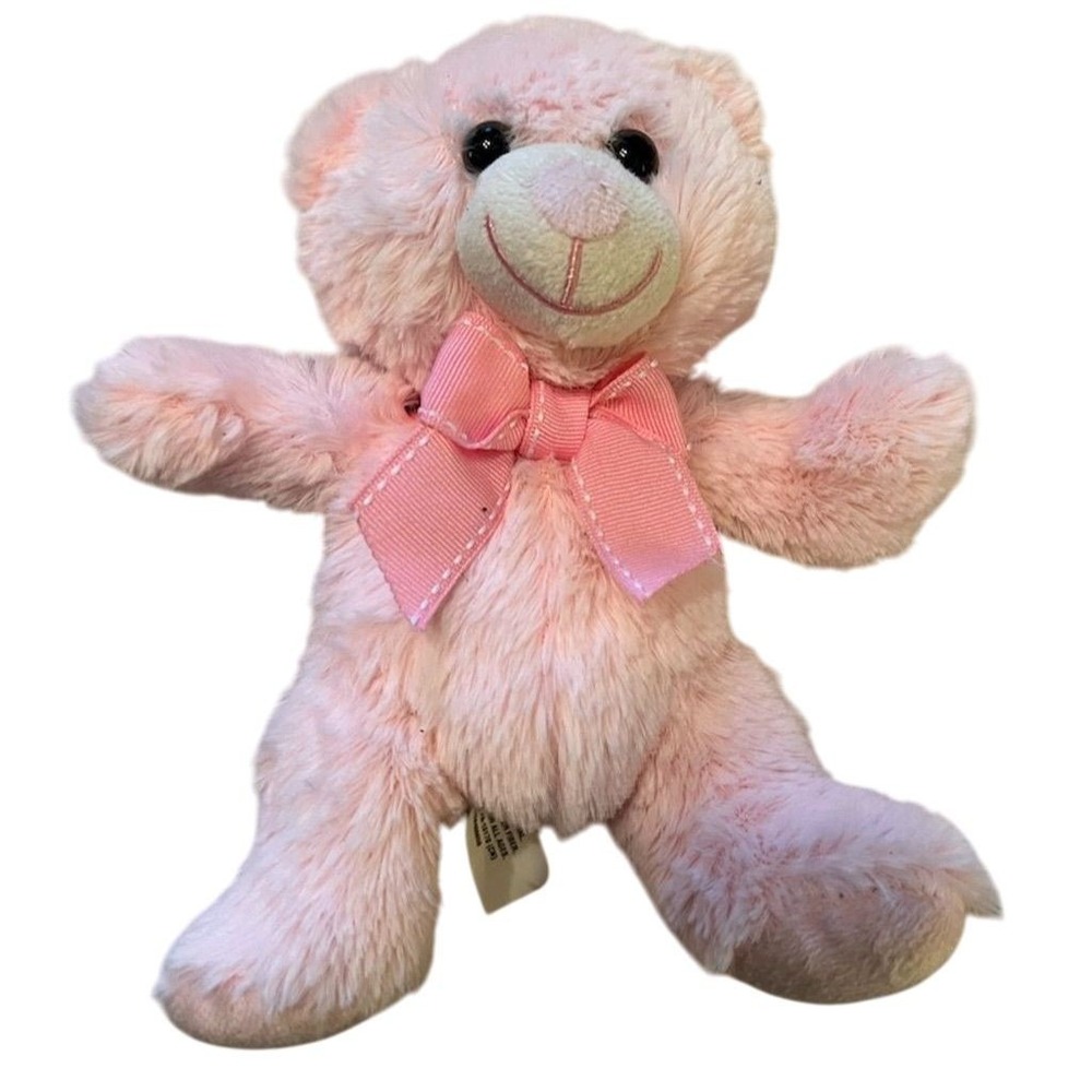 Burton & Burton Pink Teddy Bear Plush 15" with Ribbon Ultra-Soft luxe stuffed